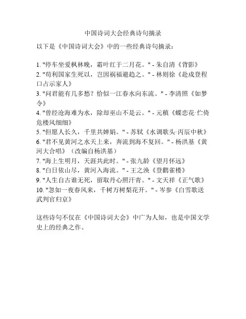 中国诗词大会经典诗句摘录