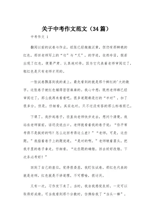 关于中考作文范文(34篇)