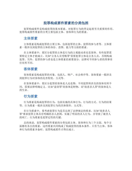犯罪构成要件要素的分类包括