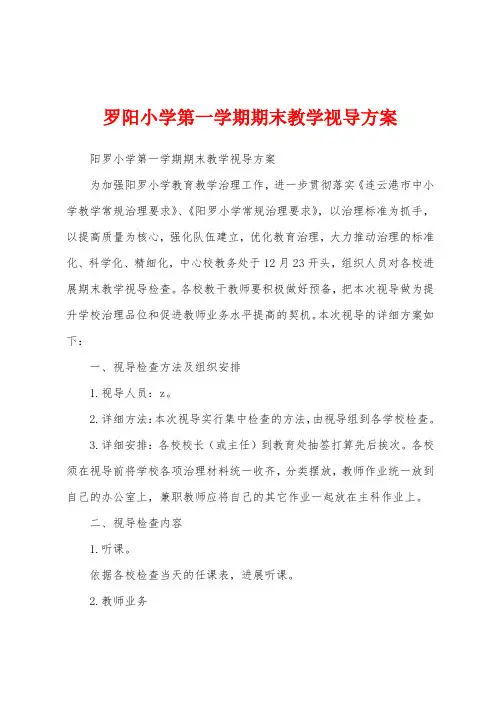 罗阳小学第一学期期末教学视导方案