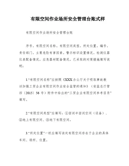有限空间作业场所安全管理台账式样
