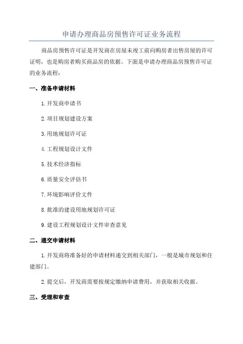 申请办理商品房预售许可证业务流程