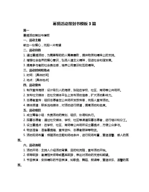 募捐活动策划书模板3篇