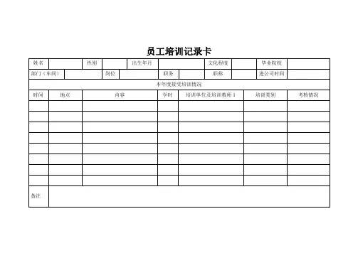 员工培训记录卡