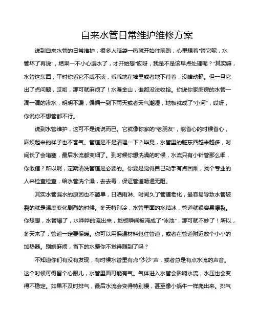 自来水管日常维护维修方案