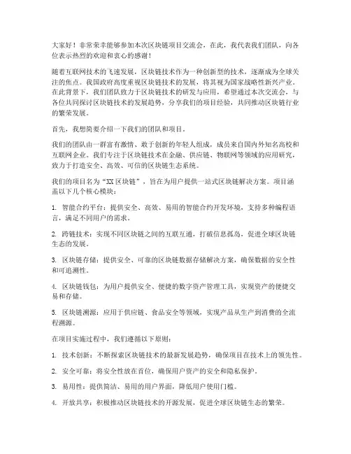 区块链项目交流会发言稿