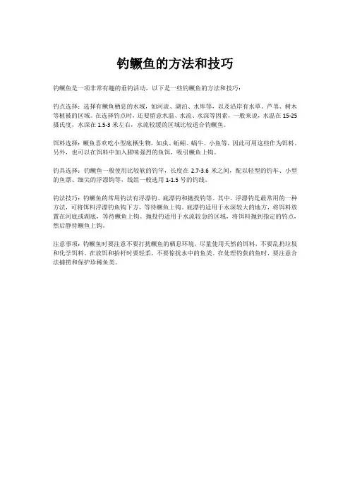 钓鳜鱼的方法和技巧