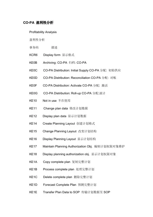 CO-PA 盈利性分析