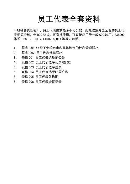 员工代表选举的全套资料模板