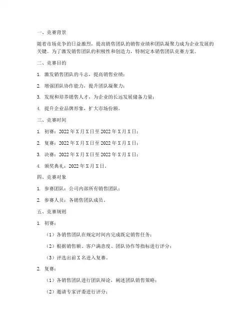 销售团队竞赛方案模版