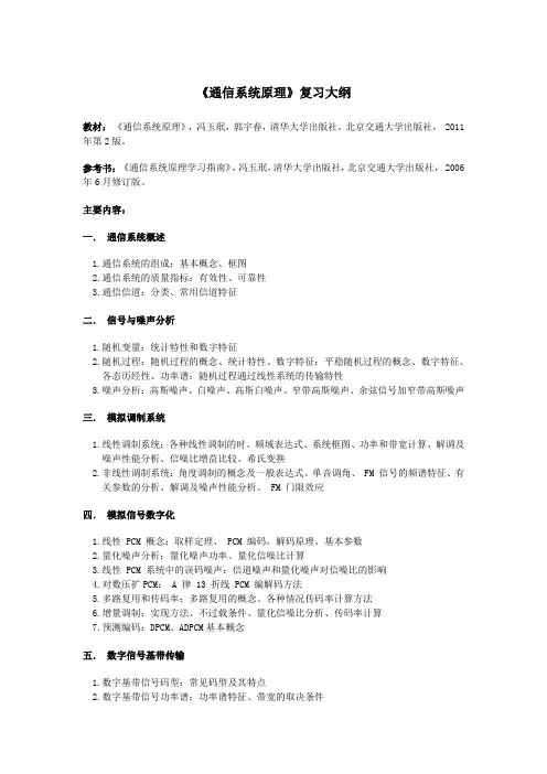 北交通信系统原理考纲