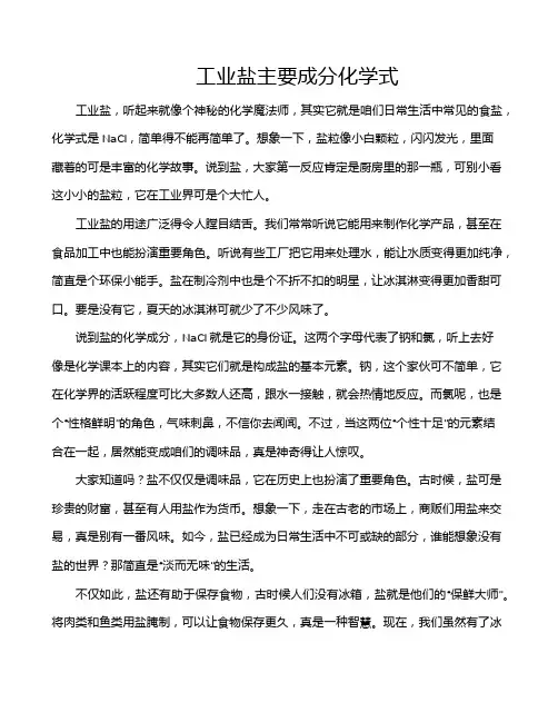 工业盐主要成分化学式