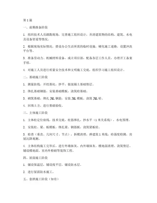 土建工程施工工序流程(3篇)