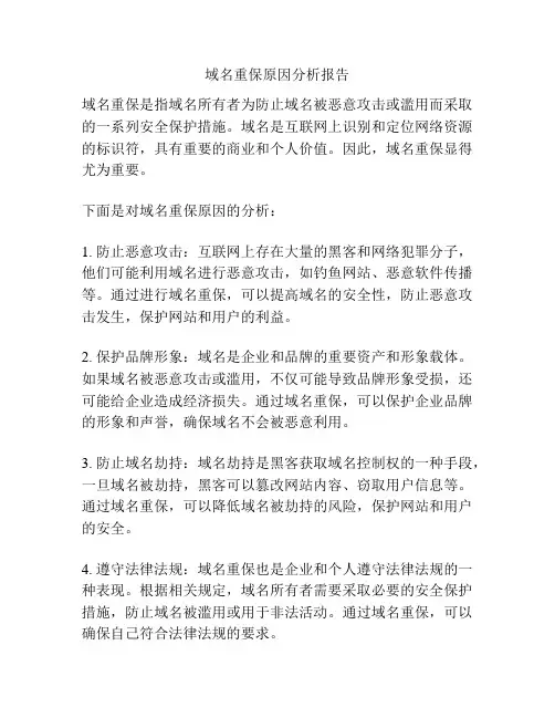 域名重保原因分析报告