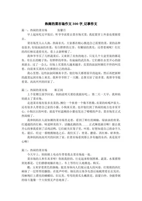 热闹的菜市场作文300字_记事作文
