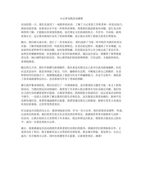 小记者实践活动感想