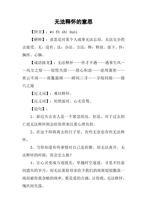 无法释怀的意思