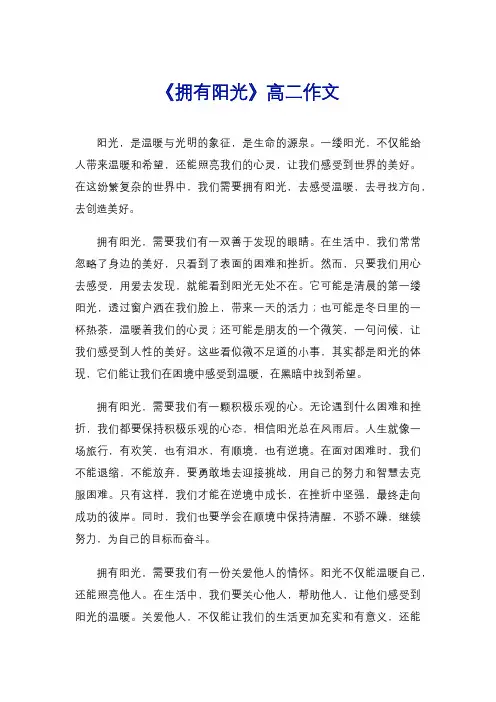 《拥有阳光》高二作文