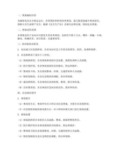 电站应急预案模板范文