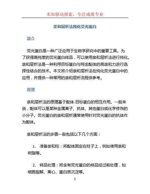 亲和层析法纯化荧光蛋白