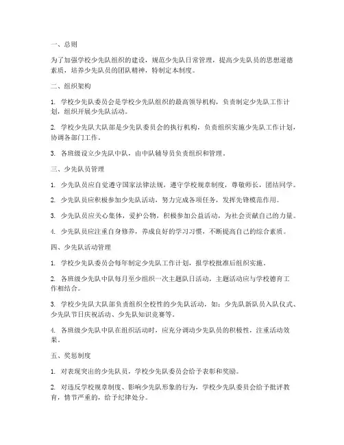学校少先队日常管理制度
