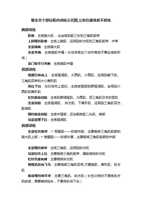 最全各个部位肌肉训练示范图,让你在健身房不愁练
