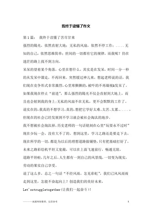 我终于读懂了作文