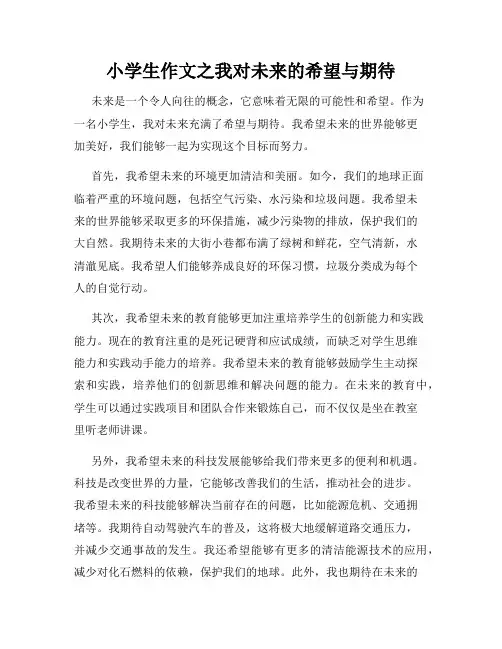 小学生作文之我对未来的希望与期待
