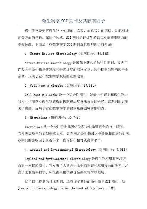 微生物学SCI期刊及其影响因子
