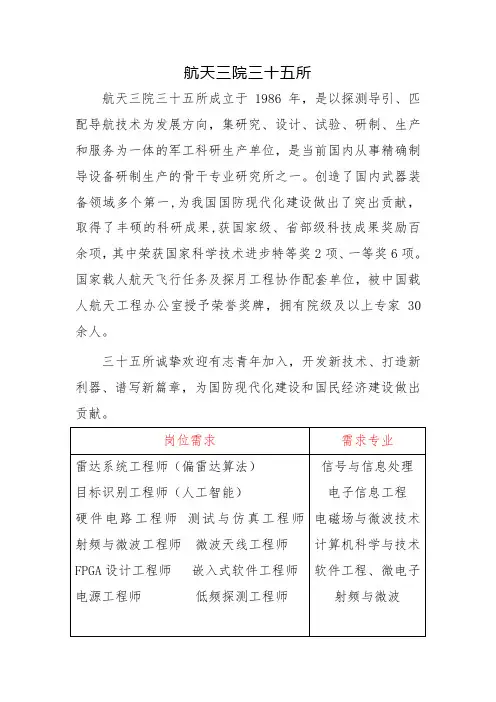 中国航天科工集团第三研究院三十五研究所(以下简称三十五