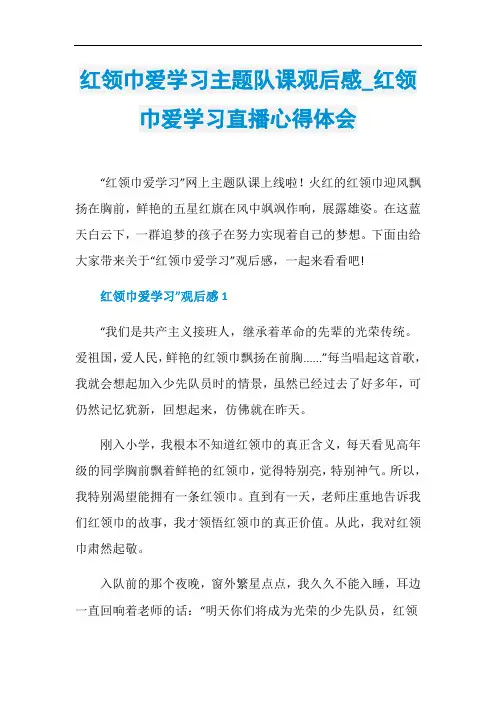 红领巾爱学习主题队课观后感_红领巾爱学习直播心得体会