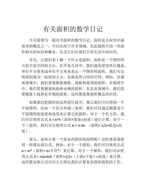 有关面积的数学日记