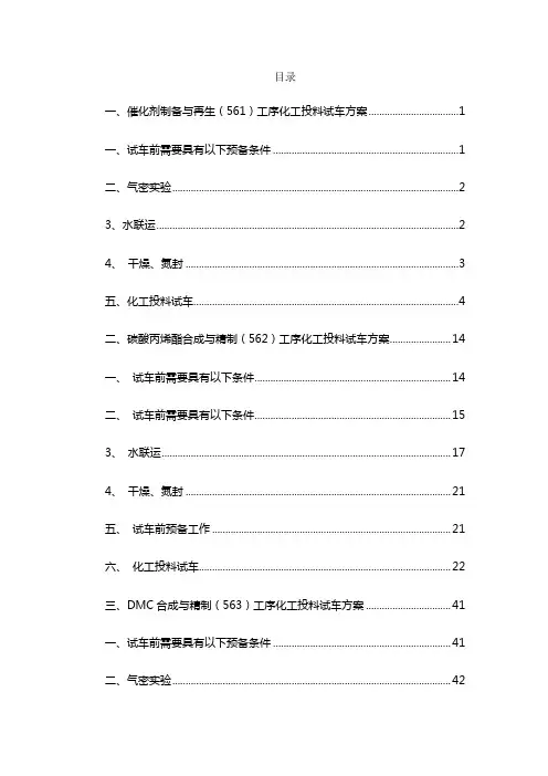 DMC投料试车方案含气密实验方案