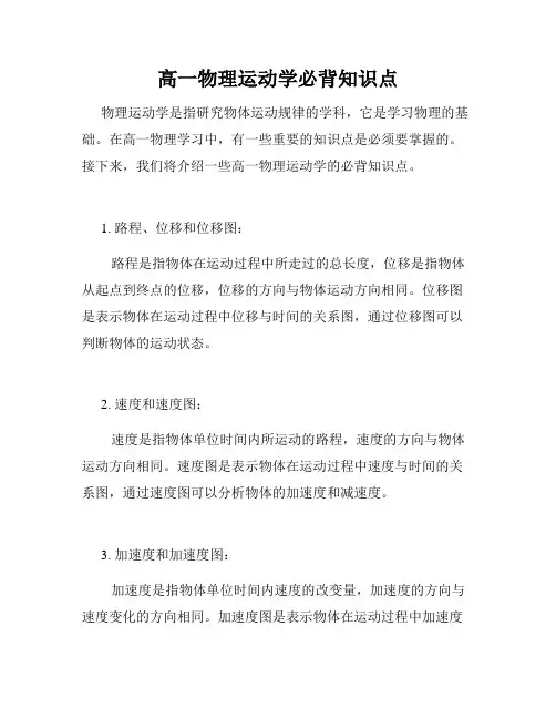 高一物理运动学必背知识点