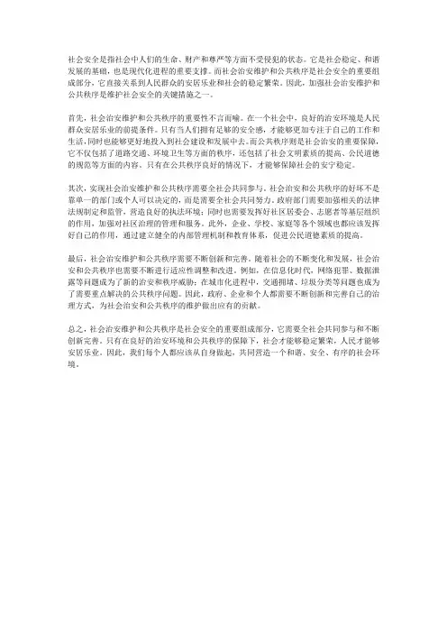社会安全：社会治安维护和公共秩序