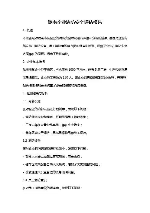 陇南企业消防安全评估报告