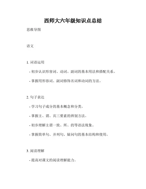 西师大六年级知识点总结