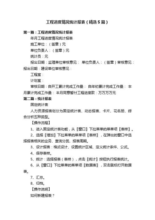 工程进度情况统计报表（精选5篇）