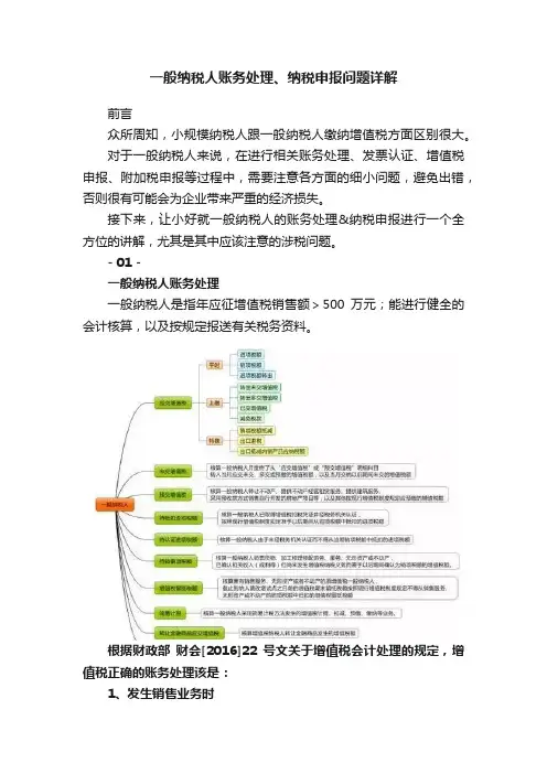 一般纳税人账务处理、纳税申报问题详解