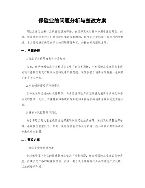 保险业的问题分析与整改方案