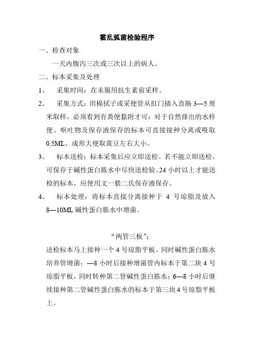 霍乱弧菌检验程序