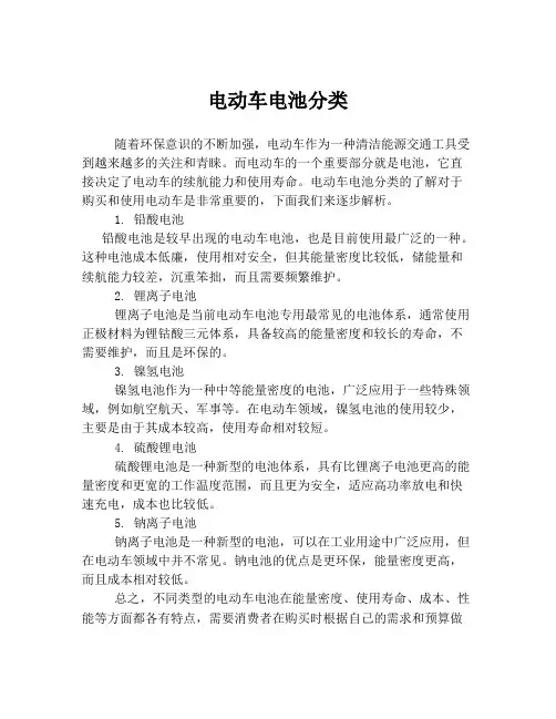 电动车电池分类