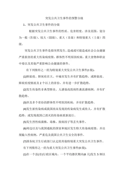 突发公共卫生事件的预警分级
