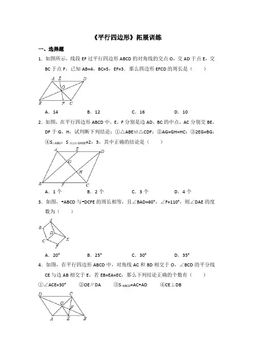 湘教版数学八年级下册_《平行四边形》拓展训练