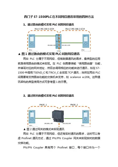 西门子S7-1500PLC在不同网段通讯常用的四种方法