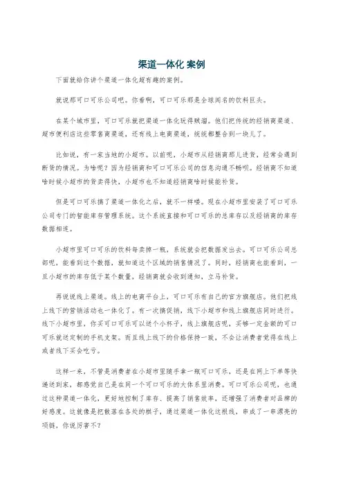 渠道一体化 案例