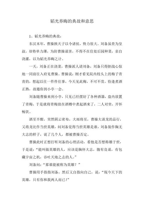 韬光养晦的典故和意思