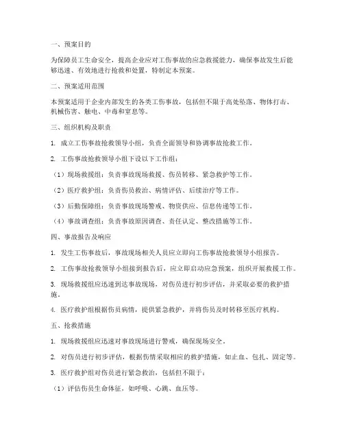 工伤事故抢救预案