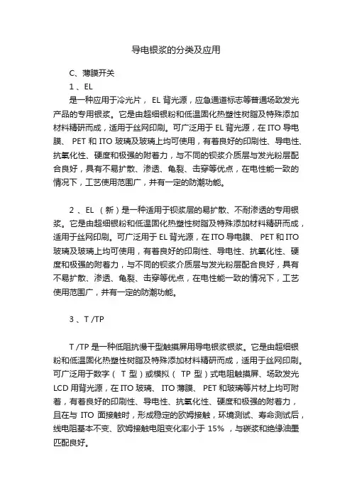 导电银浆的分类及应用