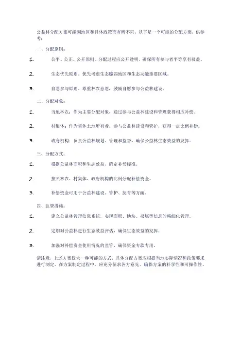 公益林分配方案